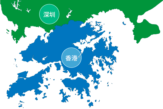 深センと香港の地図