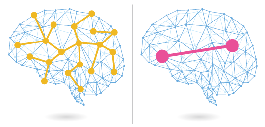 脳のネットワークの反応イメージ