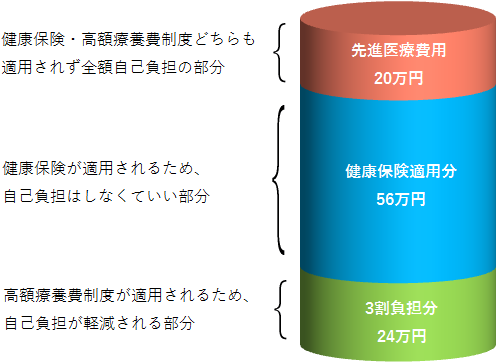 【図表1】例：総医療費が100万円、先進医療に係る費用が20万円だった場合